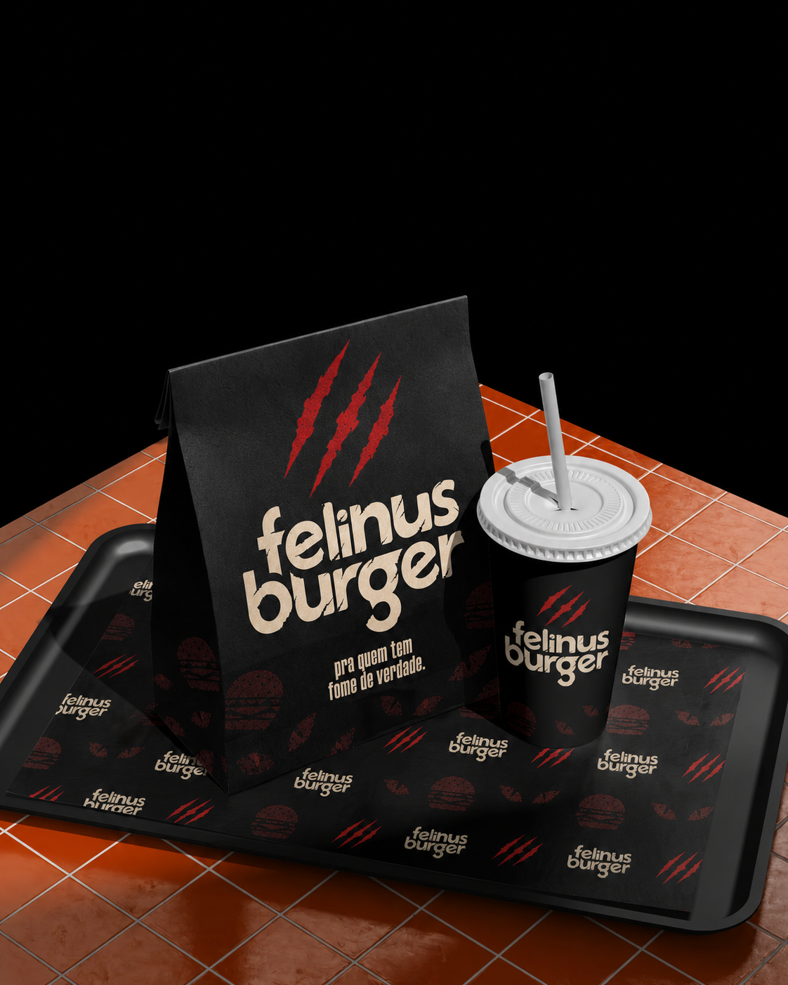 Embalagem delivery, bandeja e copo